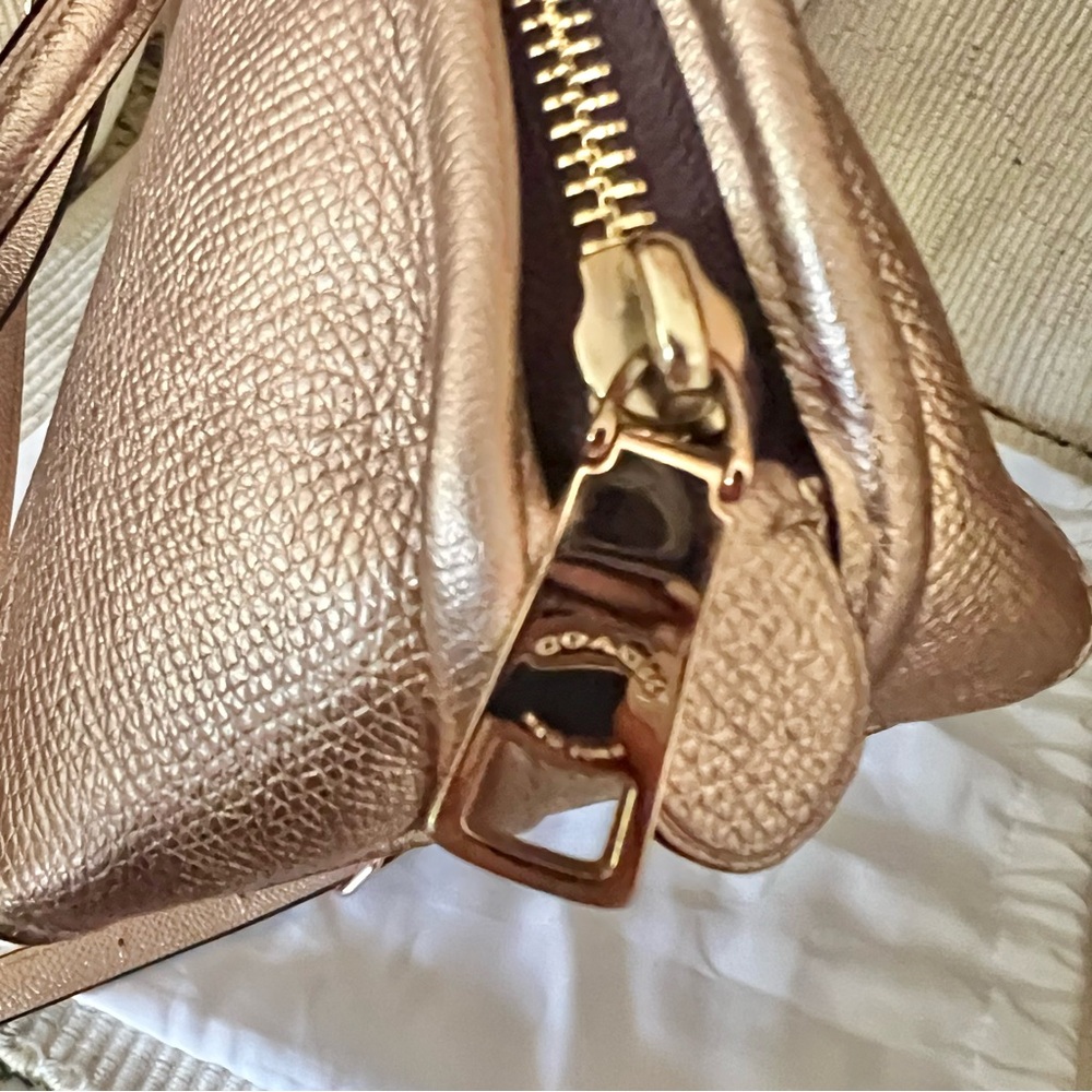 Coach Bag Rose Gold Metallic Leather Prince Street Satchel - Picture 14 of 17